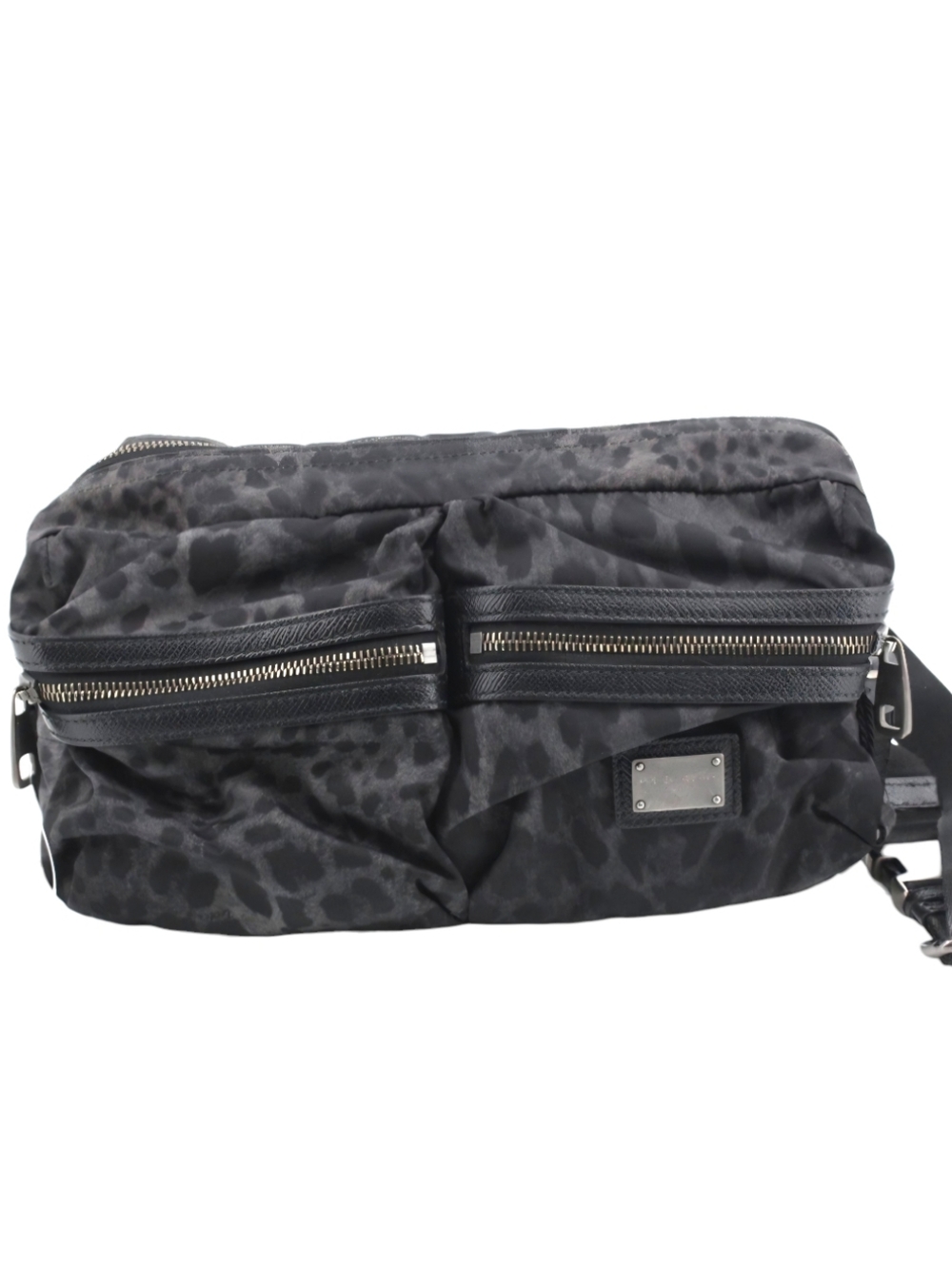 Dolce And Gabbana Belt Bag Leopard Print Bumbag Black And Gray Nylon Unisex